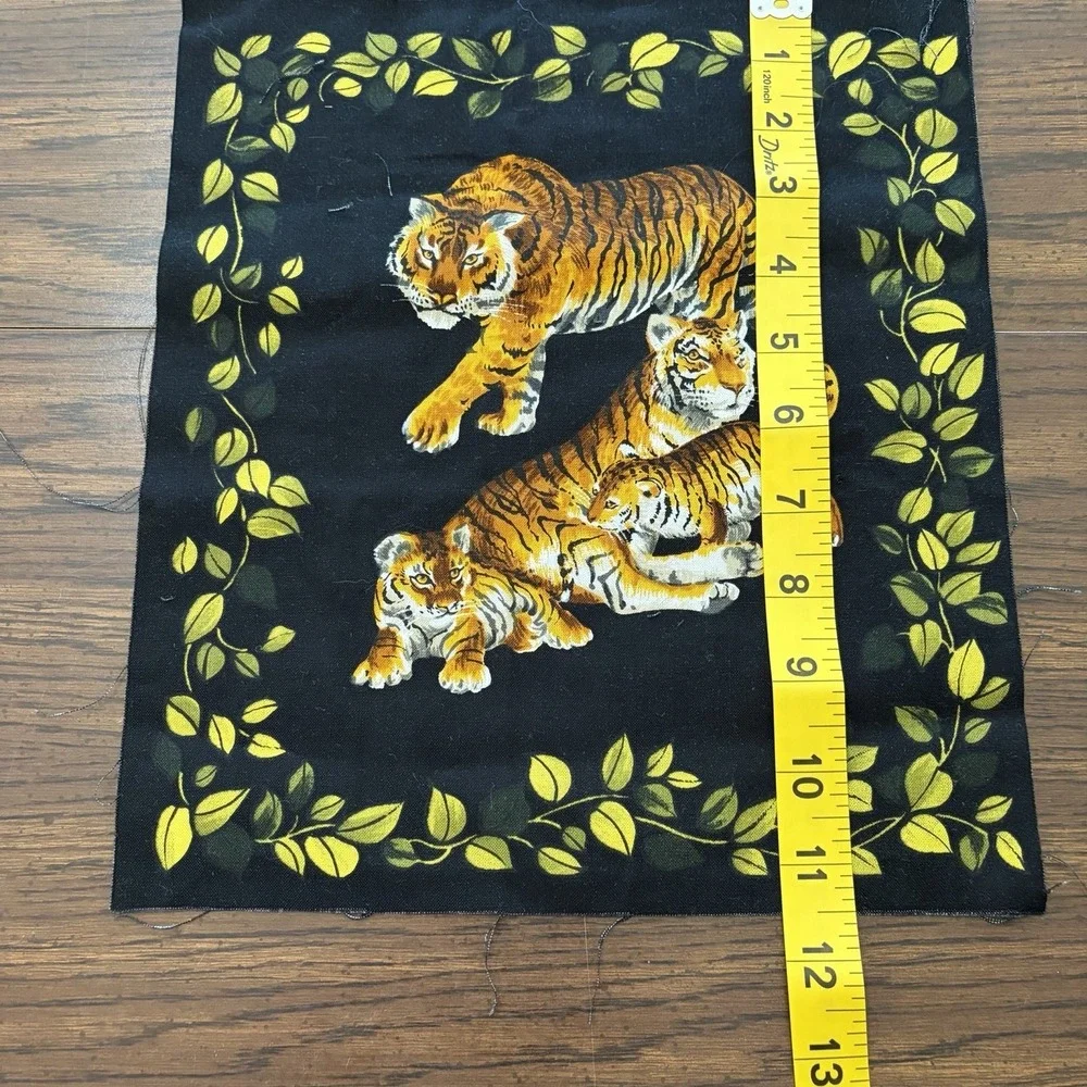 Vintage Tiger Family Fabric Quilt Blocks Lot Of 6 Jungle 11x11 Sewing Craft
